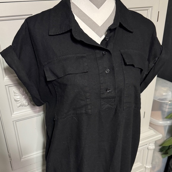 Elegant Calvin Klein Black Shirt Dress Size 12 - Picture 2 of 11